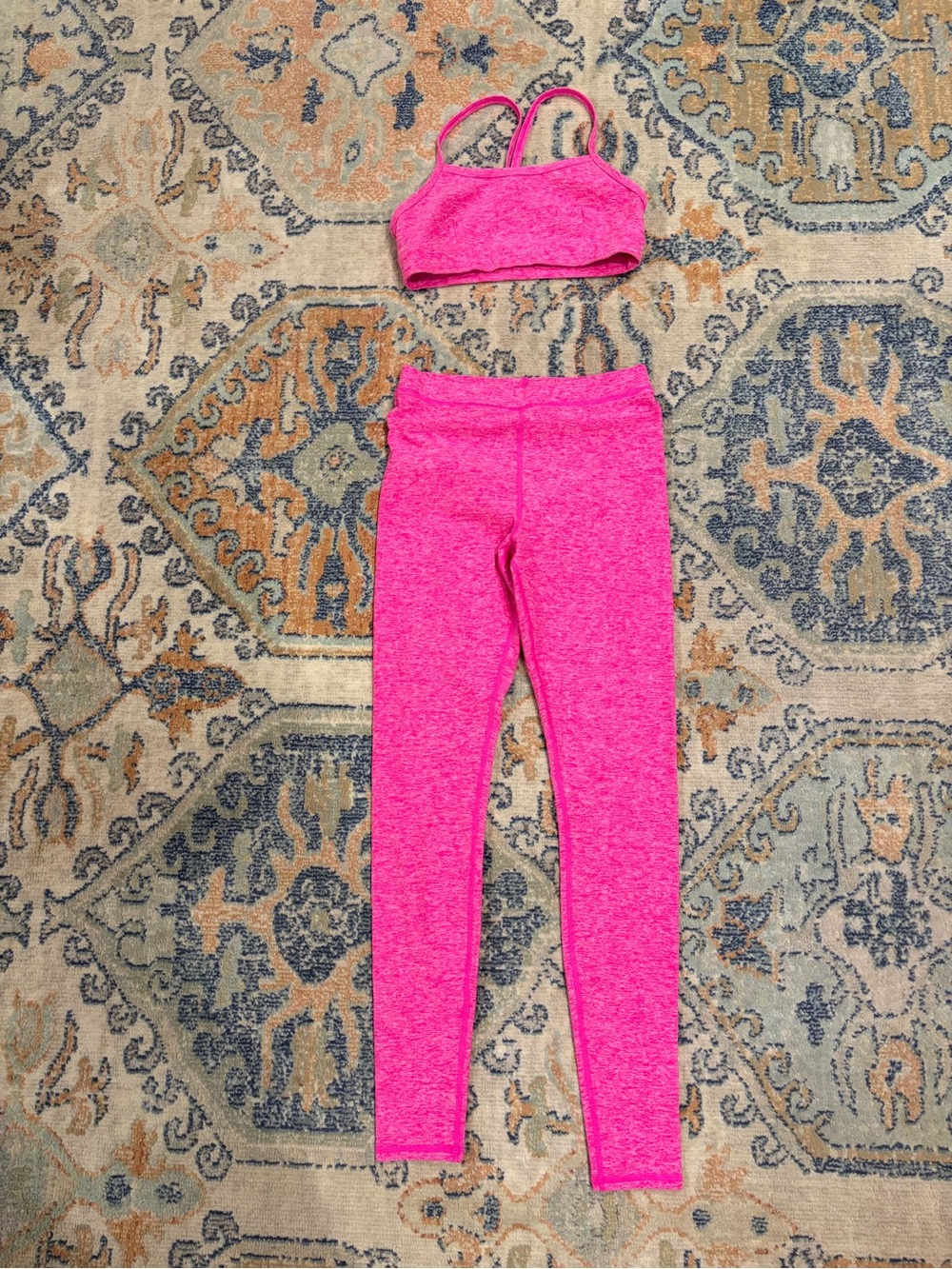 ALO Yoga Hot Pink Sports Bra and Leggings Set